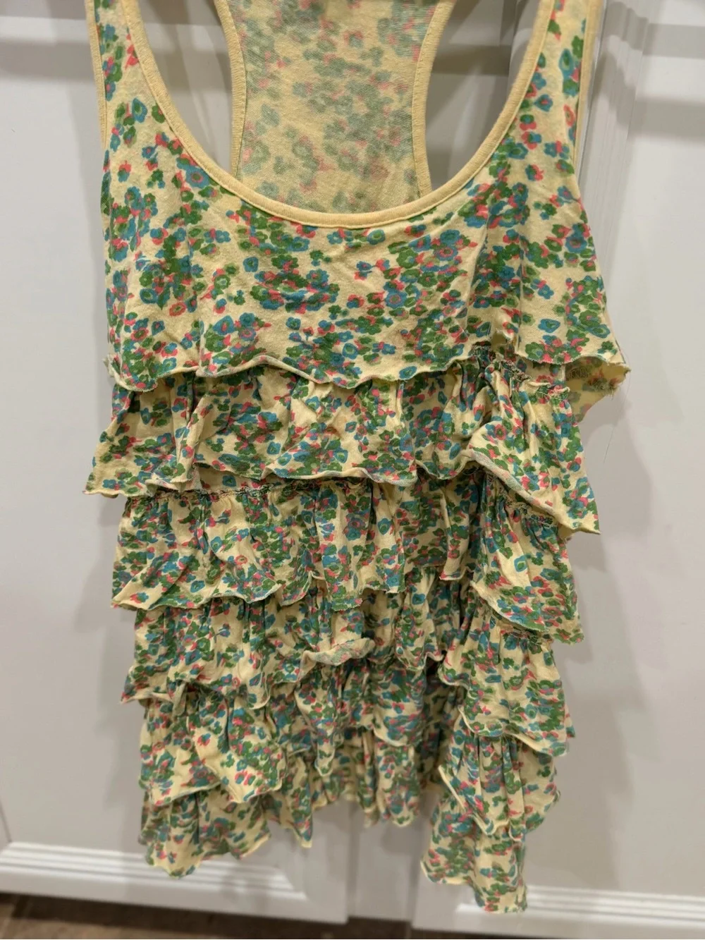 Love By Design Yellow Floral Ruffle Tank Top - Picture 3 of 4